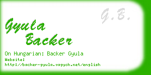 gyula backer business card